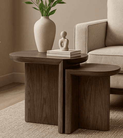 Nested Round Pedestal Coffee Tables
