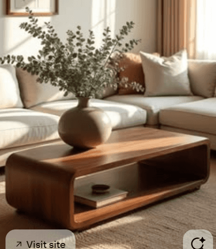Rounded Rectangular Storage Coffee Table