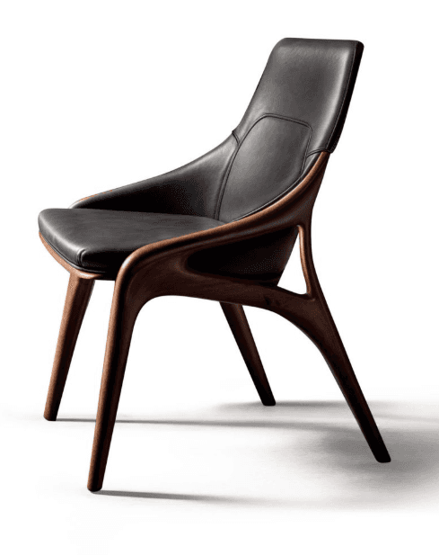 Black Leather Sculptural Chair
