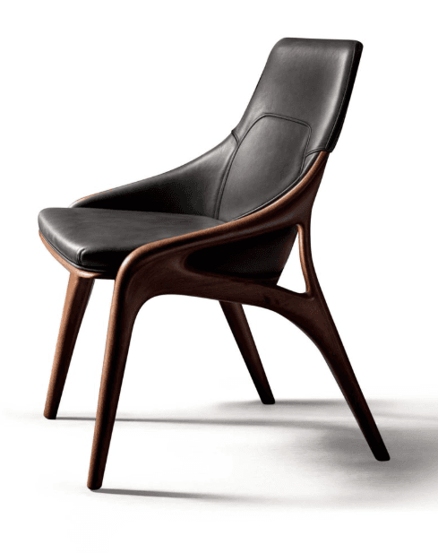 Black Leather Sculptural Chair