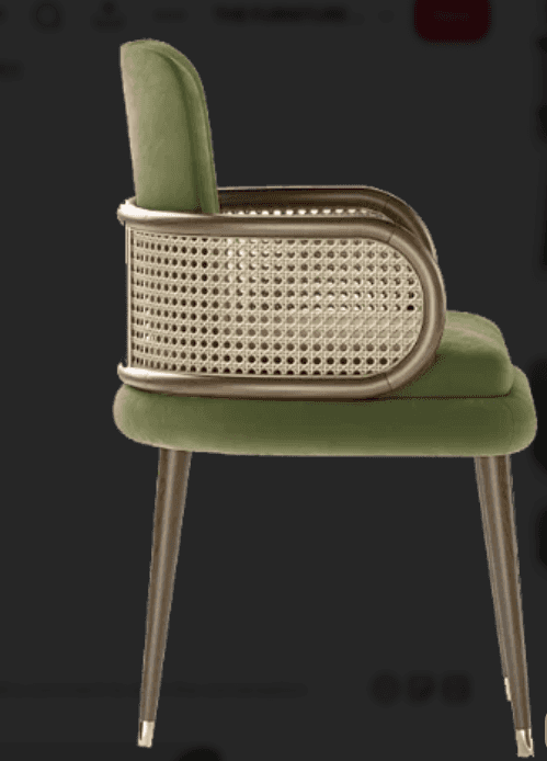Green Cane Arm Dining Chair