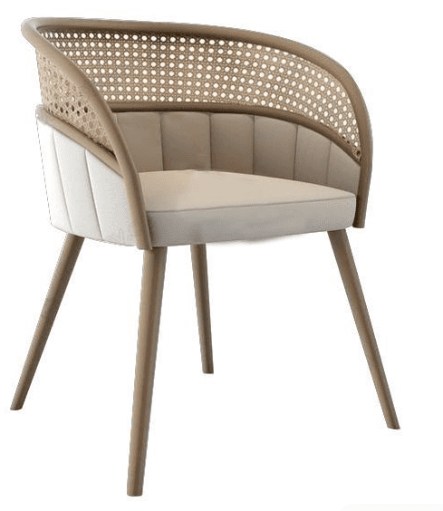 Cream Cane-Back Tub Chair