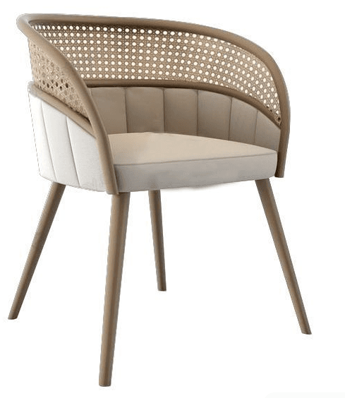 Cream Cane-Back Tub Chair