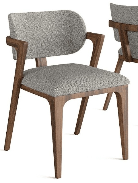 Grey Upholstered Wooden Armchair