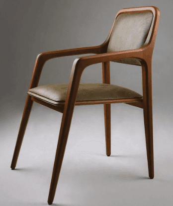 Wooden Armchair With Upholstered Panels