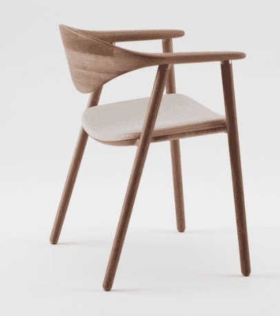 Light Wood Curved Armchair