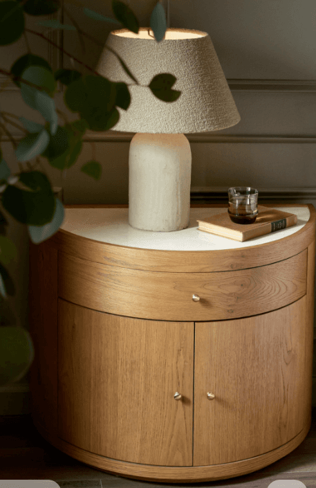 Round Two-Drawer Bedside Table