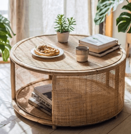 Round Cane-Base Table