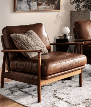 Cognac Leather Lounge Armchair