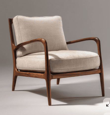 Cream Cushion Wooden Lounge Chair