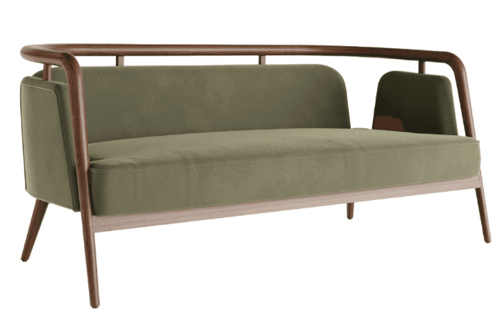 Retro Wood-Rail Settee