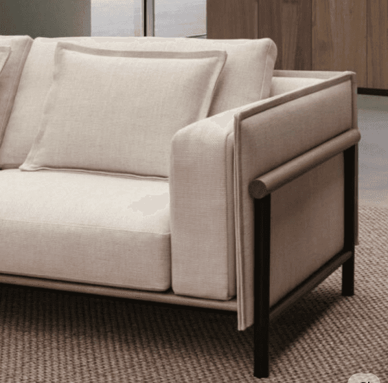 Boxy Cream Sofa With Exposed Rear Rail