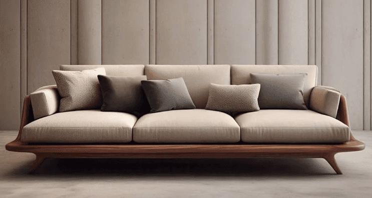 Low Walnut-Frame Sofa