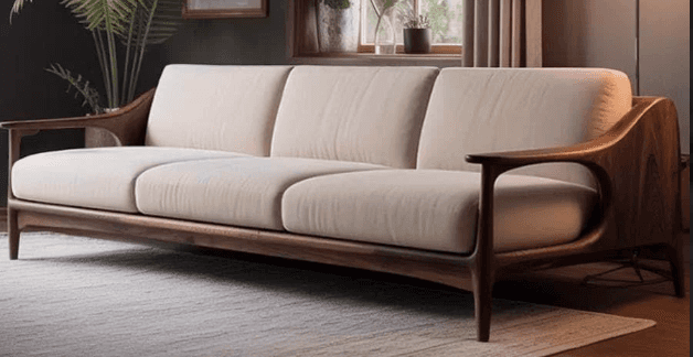 Walnut Open-Arm Sofa