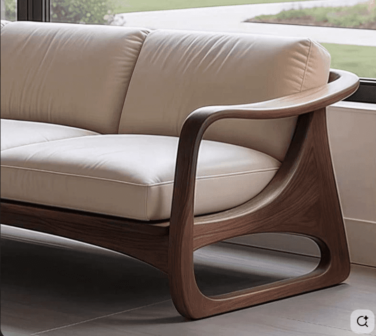 Sculptural Wood-Side Sofa Detail