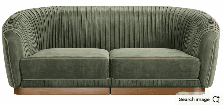 Channelled Green Velvet Sofa